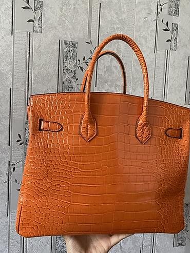винтажное: Женская сумка-тоут в стиле классической Birkin, крупного формата. - — 2