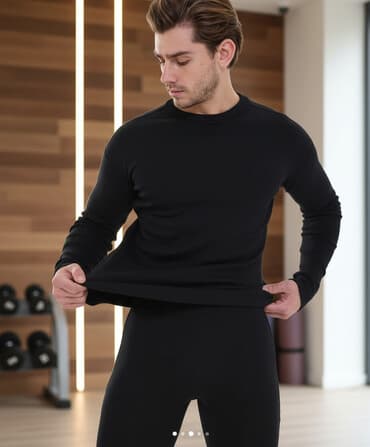 прокат мужских костюмов [возьми на прокат] бишкек фото: Мужское термобельё комплект, чёрный цвет. - Состав: эластичный — 2