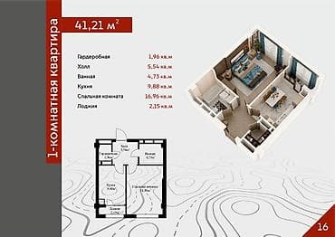 Продажа квартир: 1 комната, 41 м², Элитка, 9 этаж, Готовая ПСО (под самоотделку) — 2
