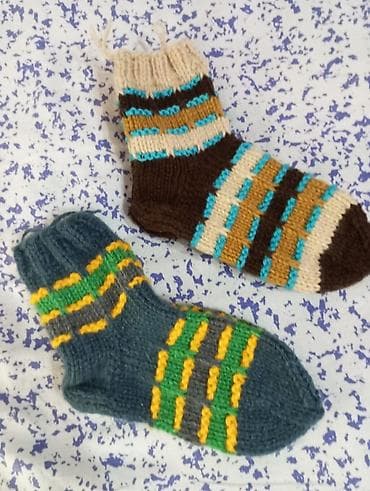 юбка шорта: Вязаные детские носки ручной работы - Теплые носочки из пряжи средней — 2
