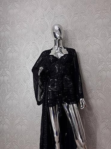 эротический длинный пеньюар: Комплект, Пеньюар, Нейлон, Со стразами — 4