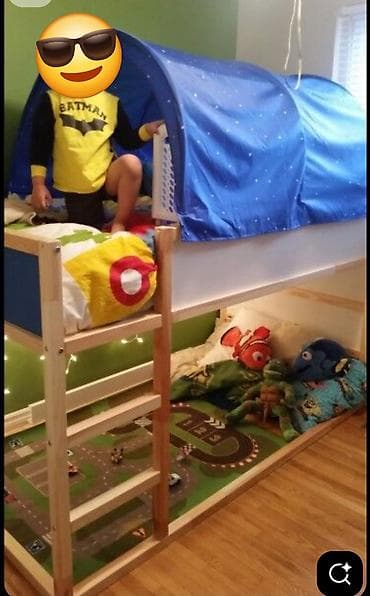 play zone: Двухъярусная детская кровать, Натуральное дерево, цвет - Синий — 4