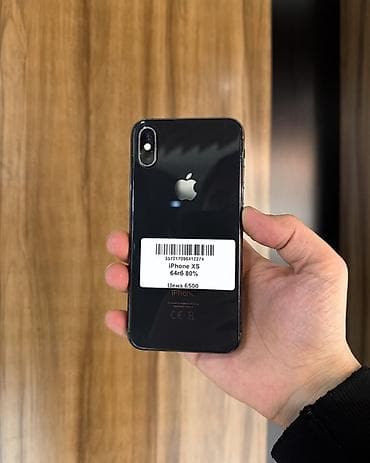 IPhone Xs, Б/у, 64 ГБ, Черный, Защитное стекло, Чехол, 80 %