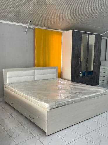 холст для рисования бишкек цена: Двуспальная кровать, Новый, С матрасом, длина - 200 см — 2