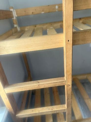 детский двухярусный кровать: Двухъярусная детская кровать, Б/у, Натуральное дерево, цвет - Золотой — 5