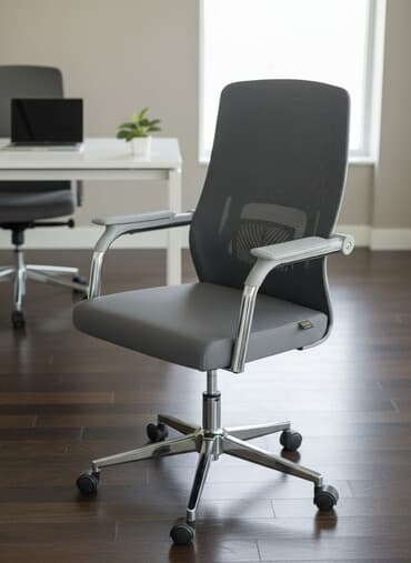 кресло рабочий: Офисное кресло, С колесиками, цвет - Серый — 1