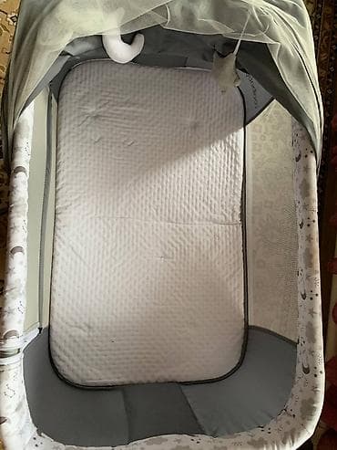 Детская мебель: Детская приставная кроватка, Без колесиков, цвет - Серый — 5