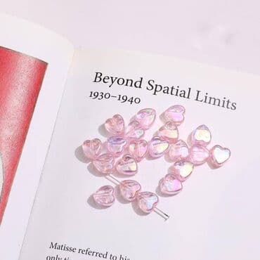 касметика для девочек: Бусины акриловые в виде сердечка с перламутром, размер сердца 7 мм х — 3