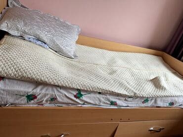 Спальный гарнитур, Б/у, Односпальная кровать, Дерево, Самовывоз, цвет - Бежевый