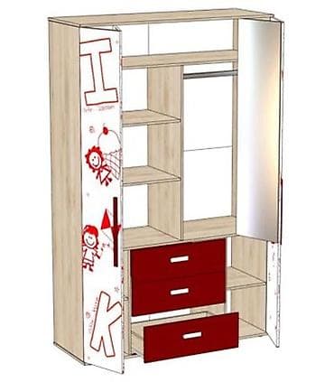 гардеробы: Детский шкаф, Б/у, Для одежды, Для девочки, ДСП, цвет - Белый — 2