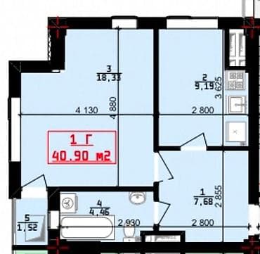суванбердиева: 1 комната, 41 м², Элитка, 5 этаж, Готовая ПСО (под самоотделку) — 2