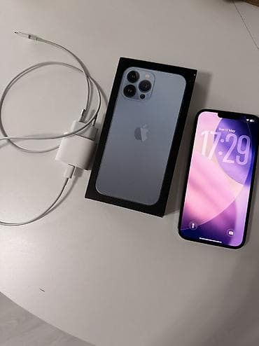 apl: IPhone 13 Pro Max, Б/у, 128 ГБ, Sierra Blue, Зарядное устройство, Кабель, Коробка, 85 % — 1