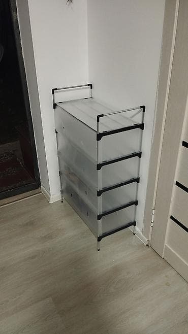 выдвижной: Комод для одежды, Без зеркала, Другой материал, цвет - Серый — 1