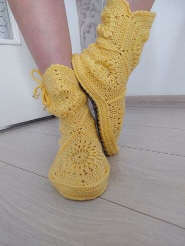 обувь 19 размер: Домашние тапочки, 37.5, Новый, цвет - Желтый, Самовывоз — 3