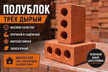 Пустотелый, дырчатый, Жженый кирпич, Полублок, 250×120×90
