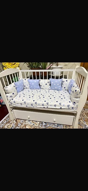 деревянная люлька: Детская односпальная кровать, Для девочки, С матрасом, Дерево — 1