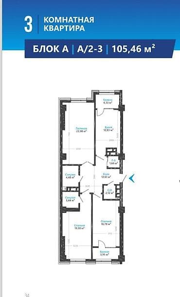 3 комнаты, 105 м², Элитка, Южная Магистраль Элитка, 3 этаж, Евроремонт — 4