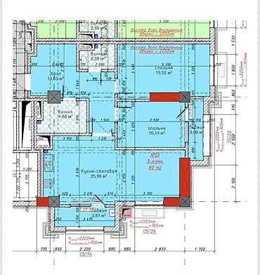 2 room flat: 2 комнаты, 80 м², Элитка, 4 этаж, Готовая ПСО (под самоотделку) — 2