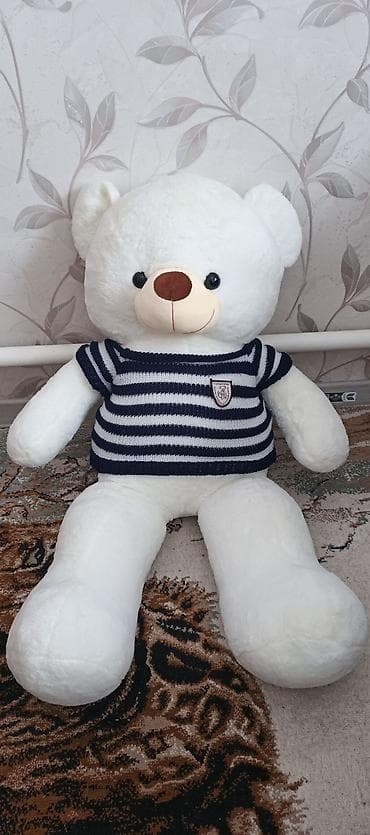 Кухонные принадлежности: Большой плюшевый медведь - Белый мягкий мишка с крупной коричневой — 1