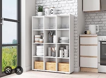 third edition solutions: Белый стеллаж IKEA 112x147 с 12 открытыми секциями, идеально — 1