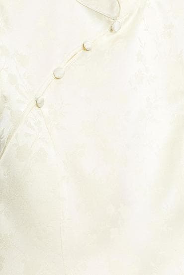 Личные вещи: Мини-платье в стиле ципао из жаккардовой ткани цвета айвори от Zara — 4