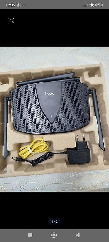 Wi‑Fi роутер hoco. - Комплект: маршрутизатор с 4 внешними антеннами at lalafo.kg Wi‑Fi роутер hoco. - Комплект: маршрутизатор с 4 внешними антеннами