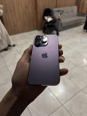 mi bent: IPhone 14 Pro, Б/у, 256 ГБ, Deep Purple, Защитное стекло, Чехол, Коробка, 88 % — 2