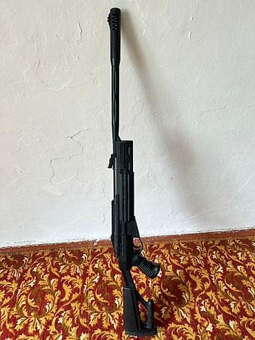 насадка глушителя: Представляем пневматическую винтовку черного цвета с длинным стволом — 1