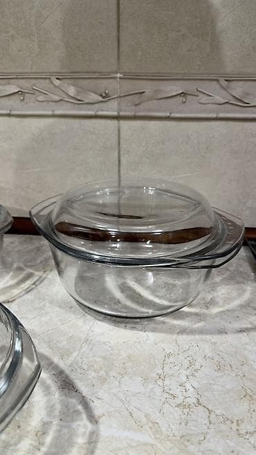 кондитерские приборы: Стеклянные жаропрочные формы с крышками (набор из 3 шт.) - Материал — 2