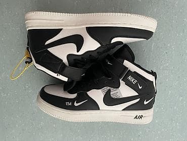айр форсы: Кроссовки Nike Air Force 1 Mid в чёрно‑белой расцветке. - Силуэт Mid — 1