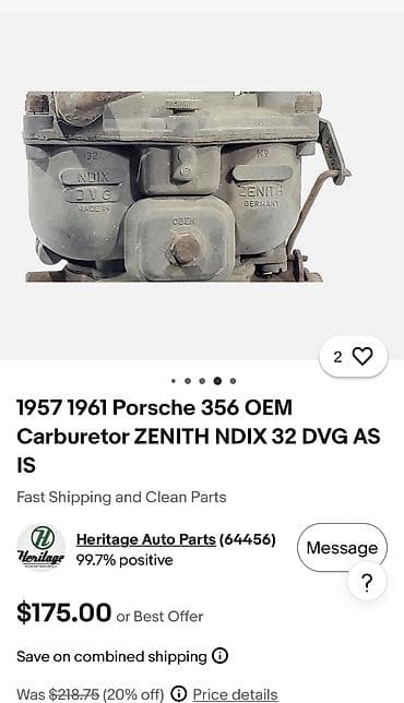 Карбюратор Porsche 1965 г., Б/у, Оригинал, Германия