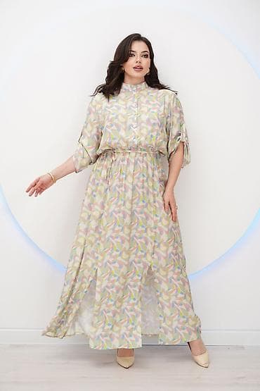 Повседневное платье, Made in KG, Лето, Длинная модель, Платье-рубашка, L, XL, 2XL