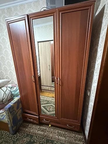 Трёхдверный шкаф для одежды с зеркалом б/у - Корпус и фасады — 2