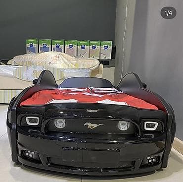 Детская кровать-автомобиль, стиль спорт-купе, черный глянец