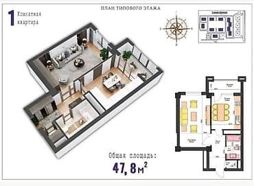 сдаю квартиру в кызыл аскер: 1 комната, 35 м², Элитка, 1 этаж, Евроремонт — 6