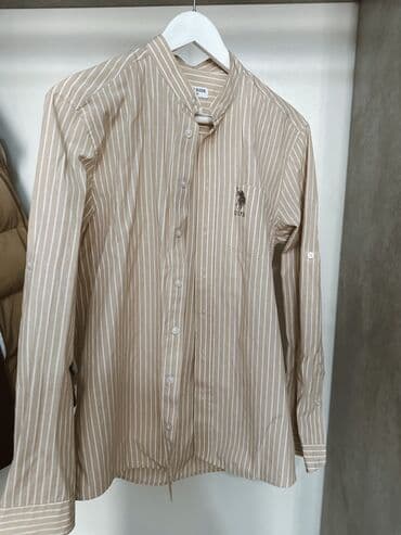 Рубашки: Мужская рубашка, S, Us Polo Assn, Новый, цвет - Бежевый, Самовывоз, Платная доставка — 2