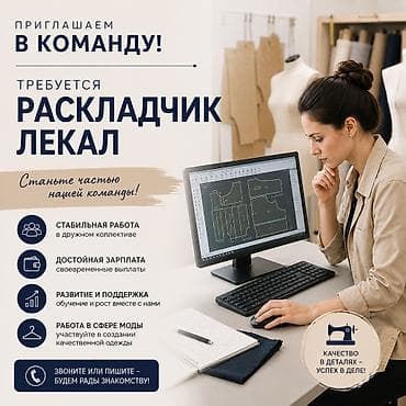 конструктор лекальщик: Конструктор-лекальщик, Классические костюмы, Район: Кудайберген авторынок, Оплата: Каждые 10 дней, График работы: Шестидневка, Опыт работы: Менее года опыта — 1