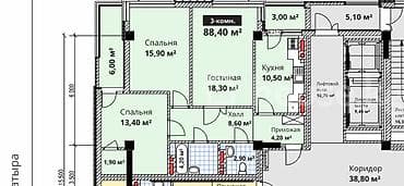 3 комнаты, 88 м², Элитка, 10 этаж, Готовая ПСО (под самоотделку) at lalafo.kg 3 комнаты, 88 м², Элитка, 10 этаж, Готовая ПСО (под самоотделку)