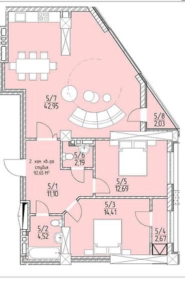 Недвижимость: 3 комнаты, 95 м², Восток-5 мкр Элитка, 12 этаж, ПСО (под самоотделку) — 5