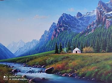 камандирские часы: Картина маслом «Горная долина с рекой» - Авторская живопись на — 4