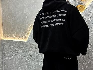 the north face куртка: BLACK HOODIE TRUE 🔥 Худи унисекс черного цвета с принтом-текстом на — 5