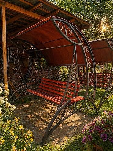 садовые мебели: Садовые качели Металл, Со спинкой, С крышей — 3