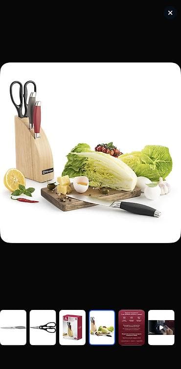 Идиш-аяк: Набор кухонных ножей Rondell Dart, 5 предметов с подставкой Состав — 2