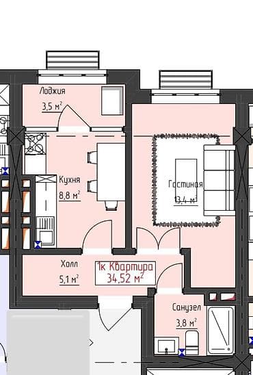 продается однокомнатная квартира: 1 комната, 35 м², Элитка, 4 этаж, Дизайнерский ремонт — 10
