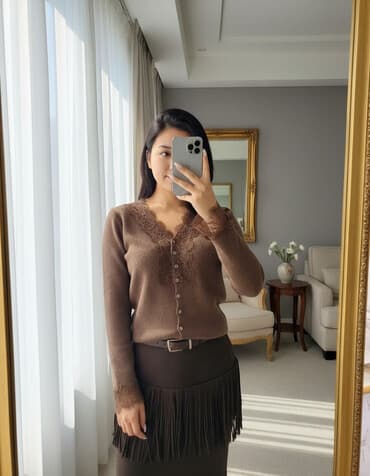 кардиган поло: Кардиган, Трикотаж, Орто модель, Күз-жаз — 1