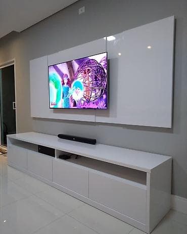 Тумба и подставка для телевизора, Новый, Напольная, ЛДСП, В рассрочку, цвет - Белый