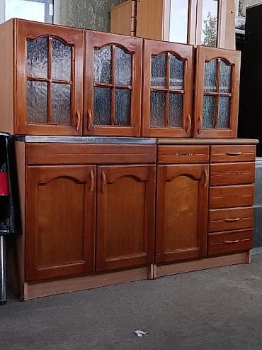 Үй жана бакча: Ашкана гарнитуру, Колдонулган, түсү - Күрөң, Жыгач, Өзү алып кетүү — 1