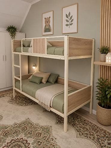 Двухъярусная детская кровать, Новый, Железо, цвет - Белый