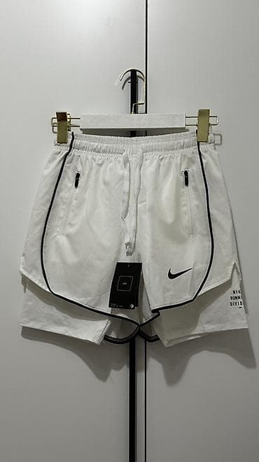 кросс кантри: Белые шорты для спорта, Nike Running Division (двуслойные) — 1