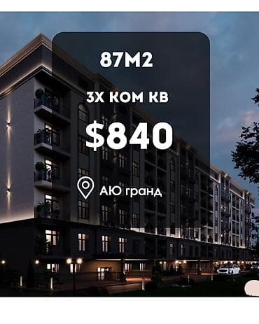 5: 3 комнаты, 87 м², АЮ Гранд Элитка, 5 этаж, ПСО (под самоотделку) — 1